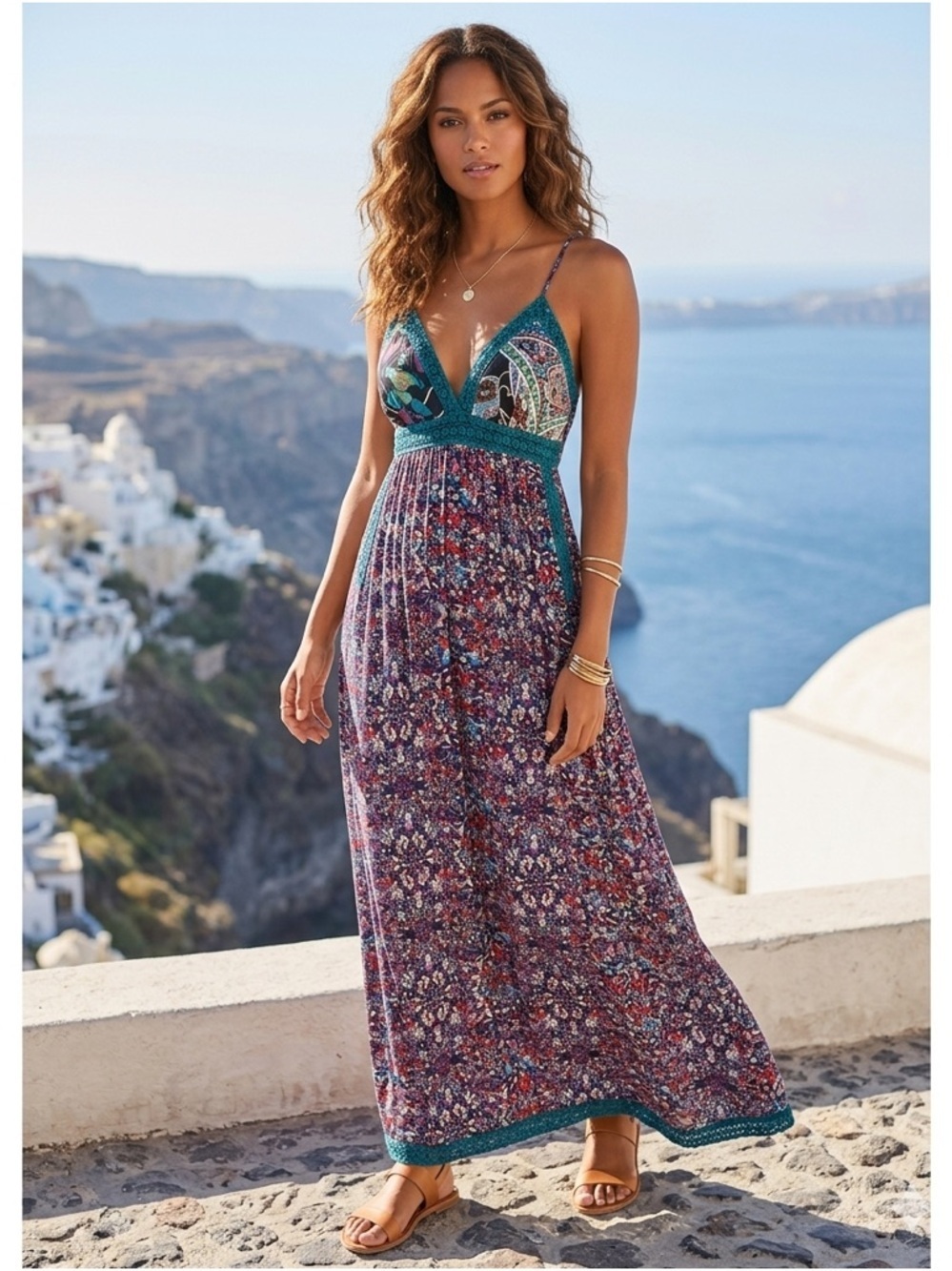 FLORAL PRINT MAXI DRESS (Small)